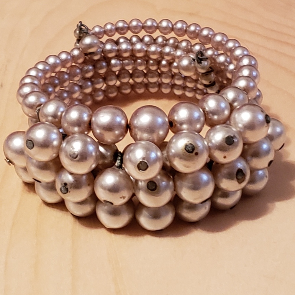 Miriam Haskell 4 Strand Off White Bead Bracelet